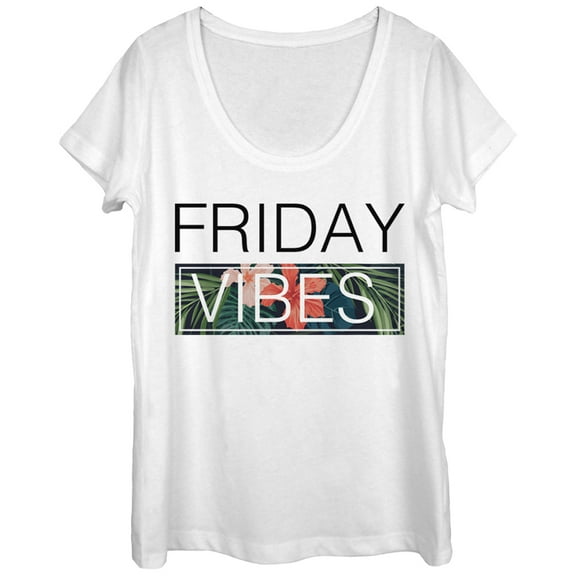 Women's CHIN UP Friday Vibes Scoop Neck White X Large