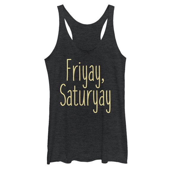Women's CHIN UP Friyay Saturyay Racerback Tank Top Black Heather Small