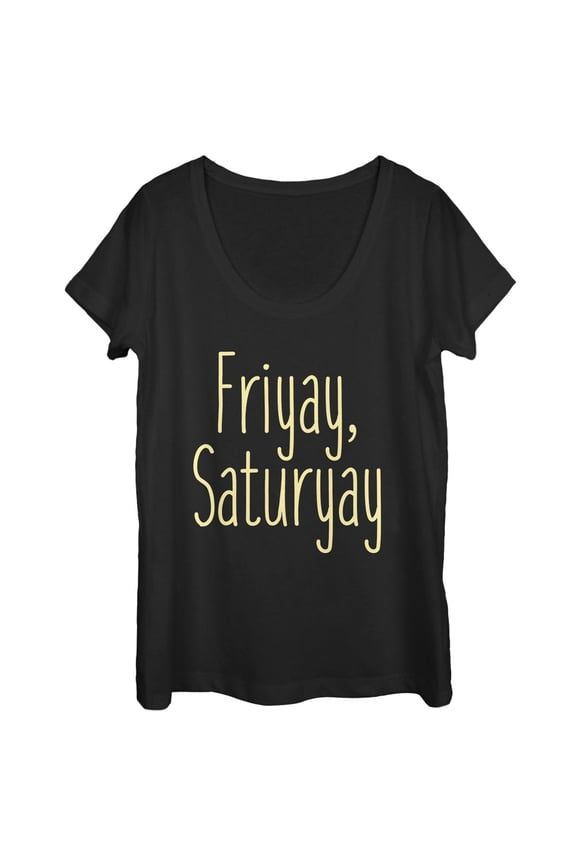 Women's CHIN UP Friyay Saturyay Scoop Neck Black Medium