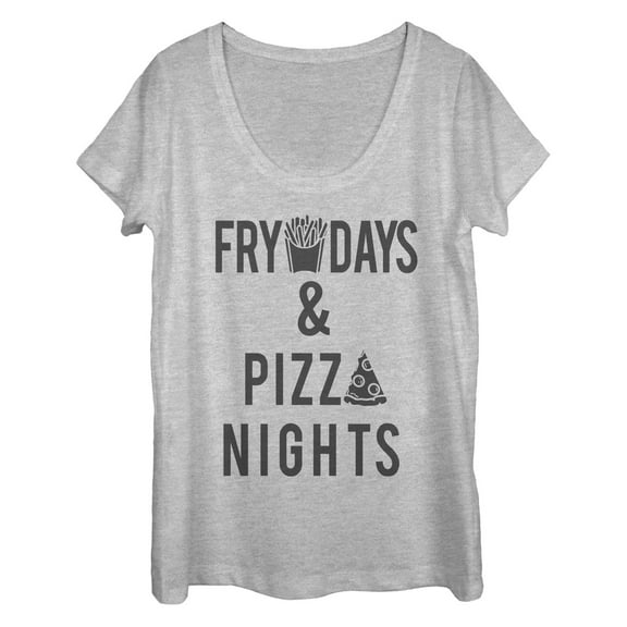Women's CHIN UP Frydays and Pizza Nights  Scoop Neck Athletic Heather Large