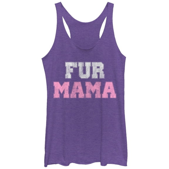 Women's CHIN UP Fur Mama Racerback Tank Top Purple Heather Medium