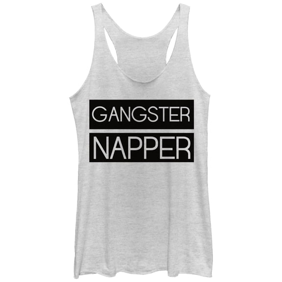 Women's CHIN UP Gangster Napper  Racerback Tank Top White Heather Large