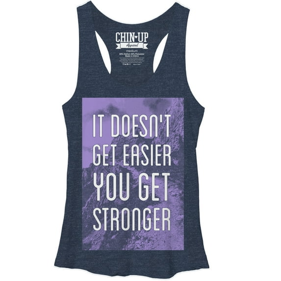 Women's CHIN UP Getting Stronger Racerback Tank Top Navy Heather Small