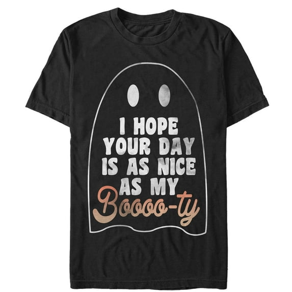 Women's CHIN UP Ghost Hope Your Day is as Nice as my Booty Boyfriend Graphic Tee Black Small