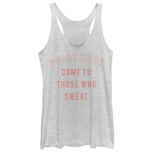 Women's CHIN UP Good Comes to Those Who Sweat Racerback Tank Top White Heather Medium