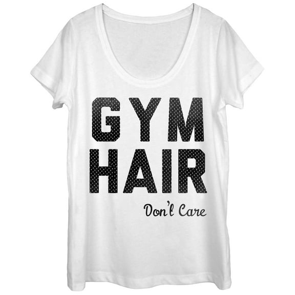 Women's CHIN UP Gym Hair Don't Care  Scoop Neck White Small
