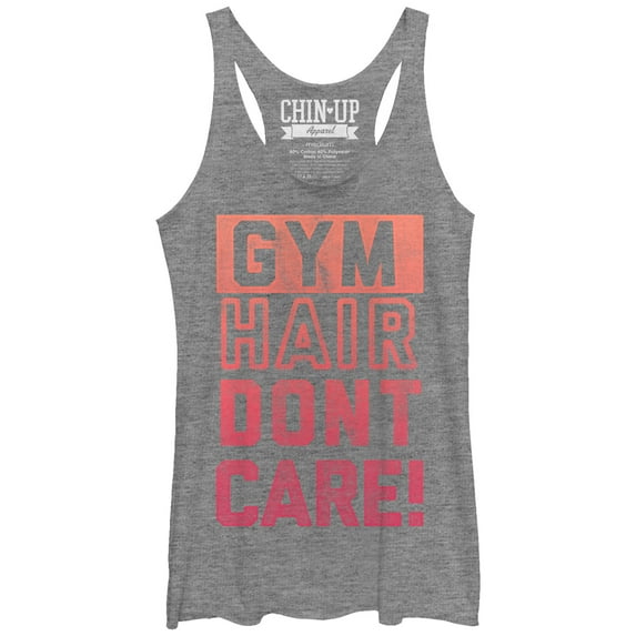Women's CHIN UP Gym Hair Racerback Tank Top Gray Heather X Large