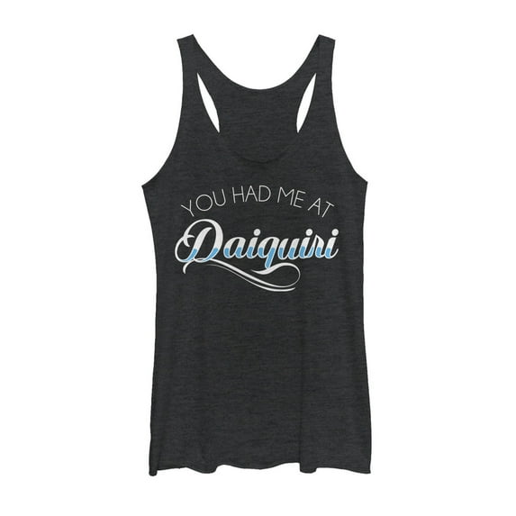 Women's CHIN UP Had Me at Daiquiri Racerback Tank Top Black Heather Small