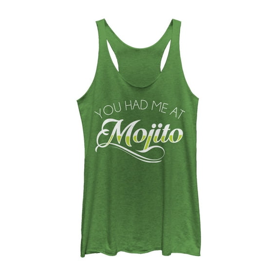 Women's CHIN UP Had Me at Mojito Cursive Racerback Tank Top Envy Green Large