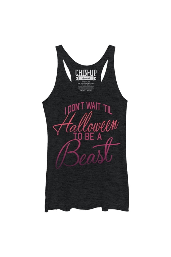 Women's CHIN UP Halloween Beast Racerback Tank Top Black Heather Large