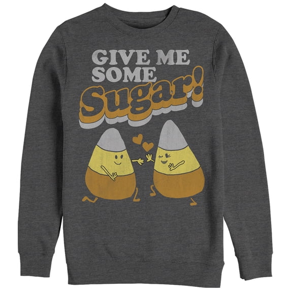 Women's CHIN UP Halloween Candy Corn Sugar Sweatshirt Charcoal Heather 2X Large
