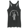 thumbnail image 1 of Women's CHIN UP Halloween Creepin' Real Skeleton Racerback Tank Top Black Heather Large, 1 of 4