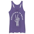 thumbnail image 1 of Women's CHIN UP Halloween Creepin' Real Skeleton Racerback Tank Top Purple Heather X Small, 1 of 4