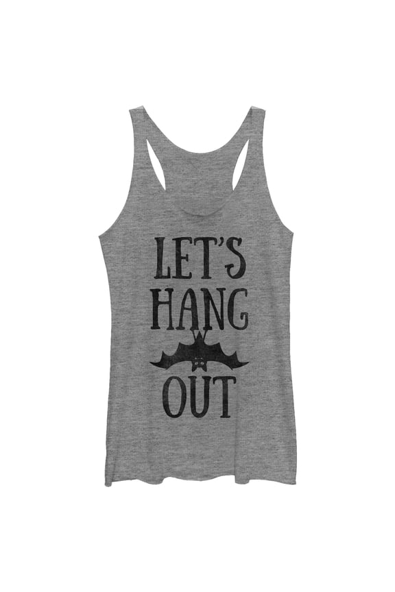 Women's CHIN UP Halloween Hang Out Bat Racerback Tank Top Gray Heather Large