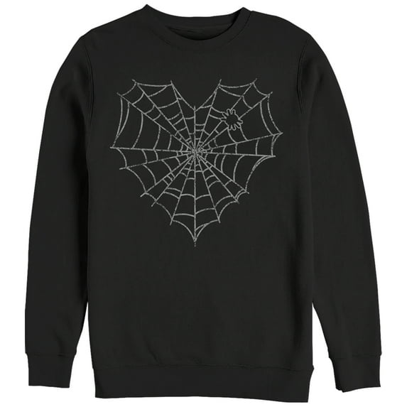 Women's CHIN UP Halloween Heart Spider Web Sweatshirt Black 2X Large