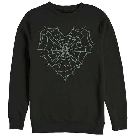 Women's CHIN UP Halloween Heart Spider Web Sweatshirt Black Large