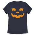 thumbnail image 1 of Women's CHIN UP Halloween Jack o' Lantern Face  Graphic Tee Navy Blue X Large, 1 of 4