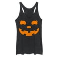thumbnail image 1 of Women's CHIN UP Halloween Jack o' Lantern Face  Racerback Tank Top Black Heather 2X Large, 1 of 3
