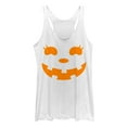 thumbnail image 1 of Women's CHIN UP Halloween Jack o' Lantern Face  Racerback Tank Top White Heather Medium, 1 of 3