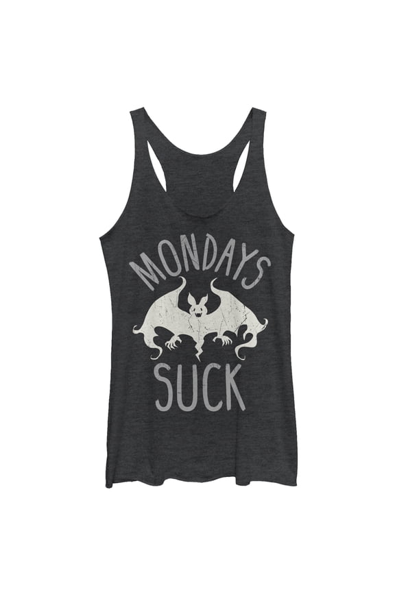Women's CHIN UP Halloween Monday Bat  Racerback Tank Top Black Heather Large