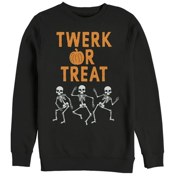 Women's CHIN UP Halloween Twerk or Treat Skeleton Sweatshirt Black Medium