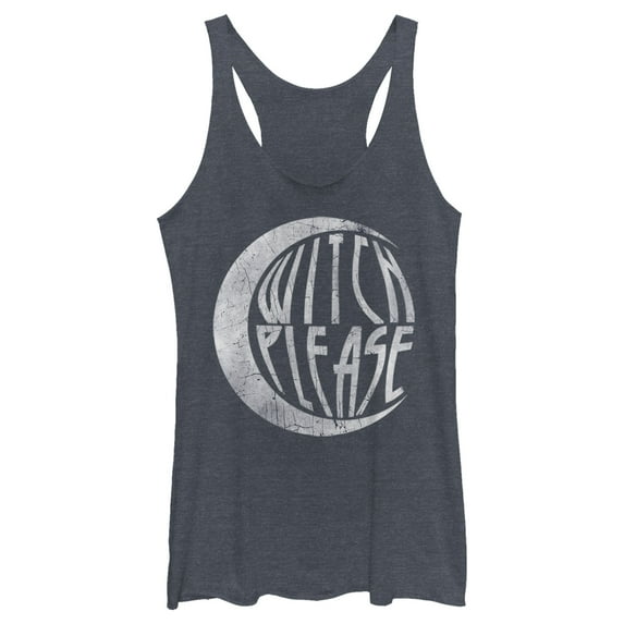 Women's CHIN UP Halloween Witch Please Racerback Tank Top Navy Blue Heather Medium