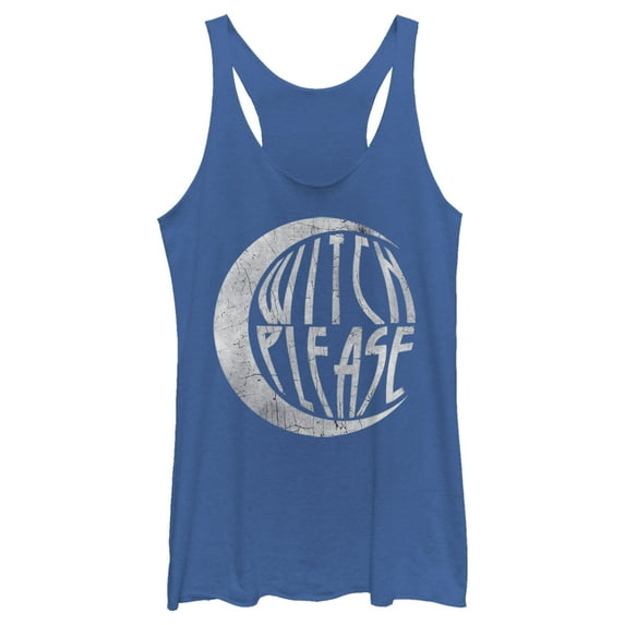 Women's CHIN UP Halloween Witch Please Racerback Tank Top Royal Blue Heather Medium