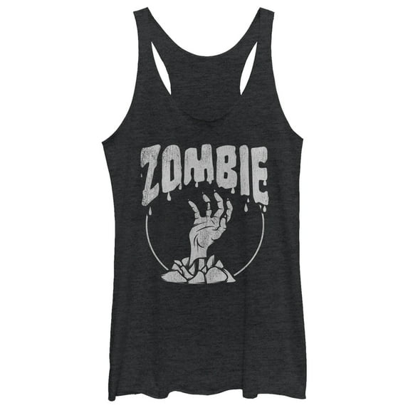 Women's CHIN UP Halloween Zombie Attack Racerback Tank Top Black Heather Small