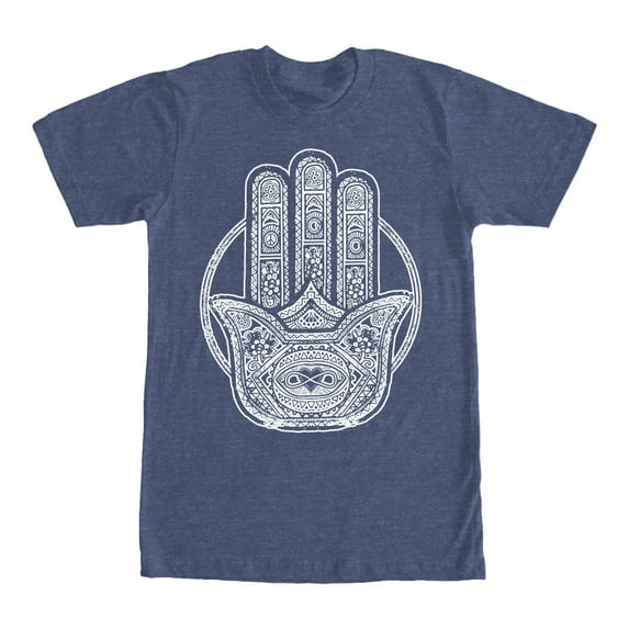 Women's CHIN UP Hamsa Hand Boyfriend Graphic Tee Navy Blue Heather X Large