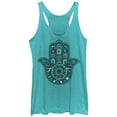 thumbnail image 1 of Women's CHIN UP Hamsa Palm  Racerback Tank Top Tahiti Blue Large, 1 of 3