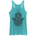 thumbnail image 1 of Women's CHIN UP Hamsa Palm Racerback Tank Top Tahiti Blue X Large, 1 of 3