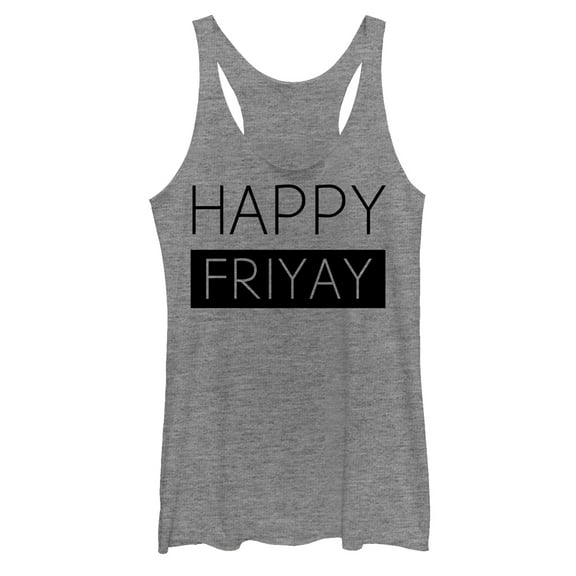 Women's CHIN UP Happy Friyay Racerback Tank Top Gray Heather X Large