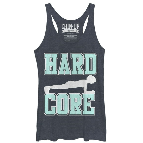 Women's CHIN UP Hard Core  Racerback Tank Top Navy Blue Heather Large