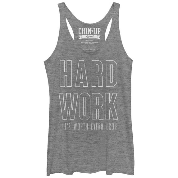 Women's CHIN UP Hard Work Racerback Tank Top Gray Heather X Large