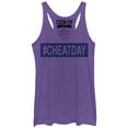 thumbnail image 1 of Women's CHIN UP Hashtag Cheat Day Racerback Tank Top Purple Heather Medium, 1 of 3