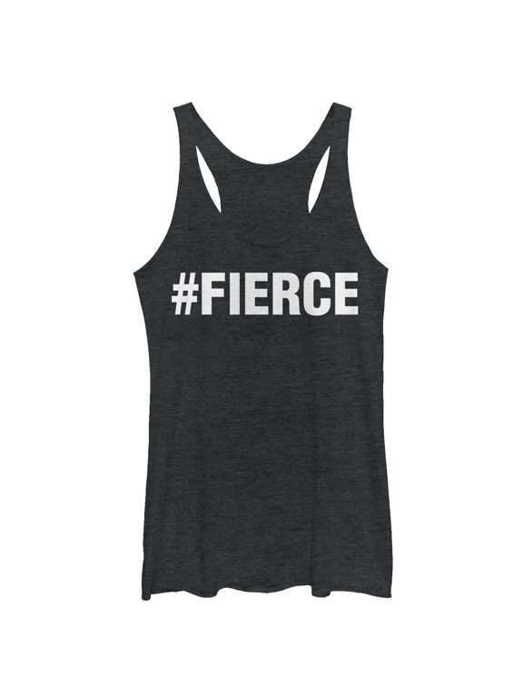 Women's CHIN UP Hashtag Fierce Racerback Tank Top Black Heather X Large