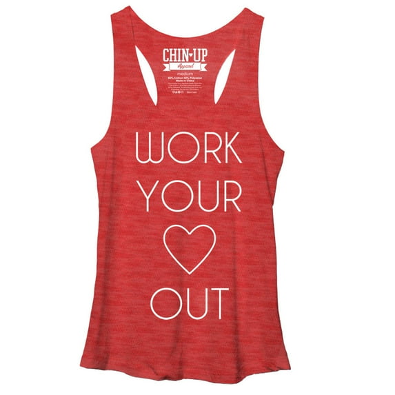 Women's CHIN UP Heart Racerback Tank Top Red Heather Large