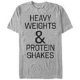 thumbnail image 1 of Women's CHIN UP Heavy Weights and Protein Shakes  Boyfriend Graphic Tee Athletic Heather Small, 1 of 2