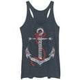 thumbnail image 1 of Women's CHIN UP Henna Anchor  Racerback Tank Top Navy Blue Heather Medium, 1 of 3
