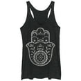 thumbnail image 1 of Women's CHIN UP Henna Hamsa Hand Racerback Tank Top Black Heather Large, 1 of 3
