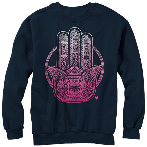 Women's CHIN UP Henna Hamsa  Sweatshirt Navy Blue 2X Large