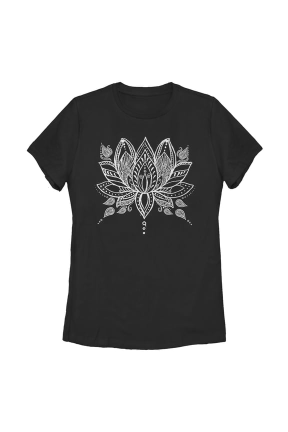 Women's CHIN UP Henna Lotus Flower Graphic T-Shirt