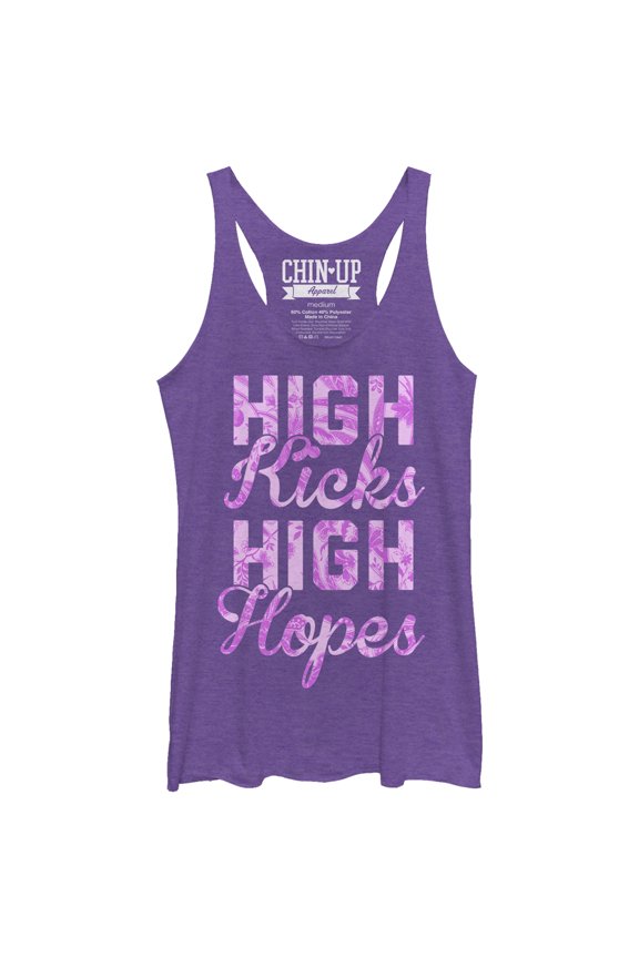 Women's CHIN UP High Kicks High Hopes Racerback Tank Top Purple Heather Medium