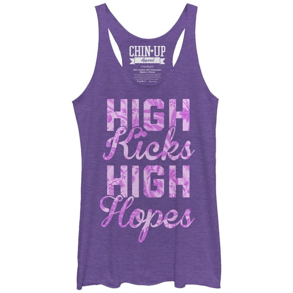 Women's CHIN UP High Kicks High Hopes Racerback Tank Top Purple Heather X Large
