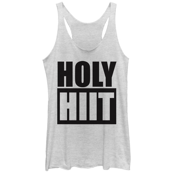 Women's CHIN UP Holy HIIT Block Racerback Tank Top White Heather Large