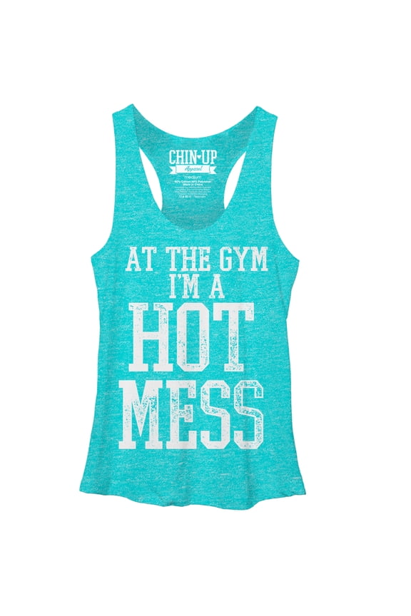 Women's CHIN UP Hot Mess Racerback Tank Top Tahiti Blue Medium