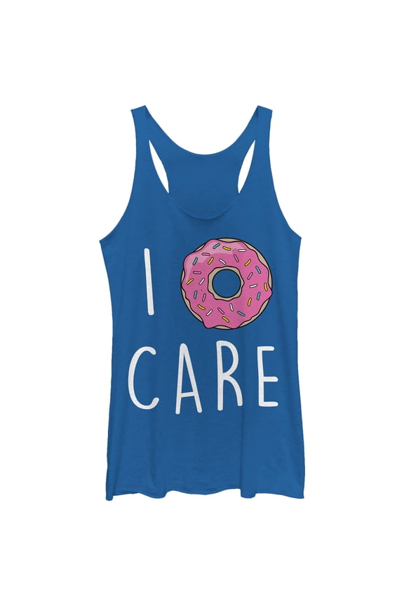 Women's CHIN UP I Donut Care Racerback Tank Top Royal Blue Heather Small