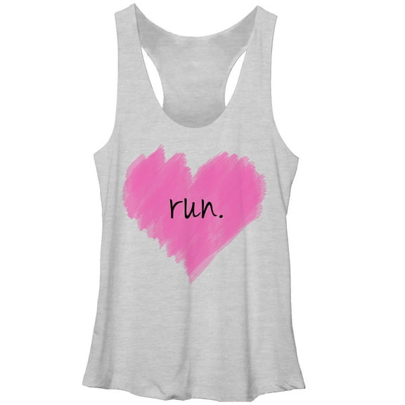 Women's CHIN UP I Heart Running  Racerback Tank Top White Heather X Large