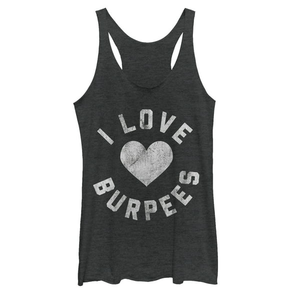 Women's CHIN UP I Love Burpees Racerback Tank Top Black Heather Large