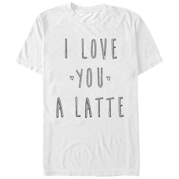 Women's CHIN UP I Love You a Latte  Boyfriend Graphic Tee White Large